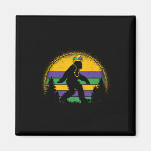 Mardi Gras Bigfoot Funny Kids Men Sasquatch Mardi Magnet