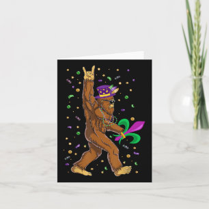 Mardi Gras Bigfoot Funny Sasquatch Mardi Gras Wome Card