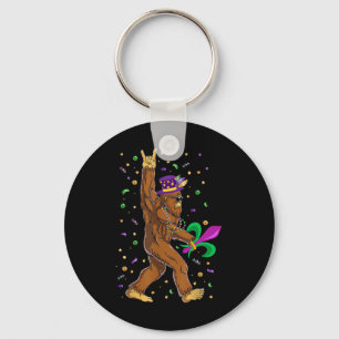 Mardi Gras Bigfoot Funny Sasquatch Mardi Gras Wome Key Ring