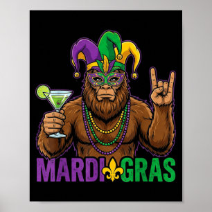 Mardi gras bigfoot rock funny boys kids men poster