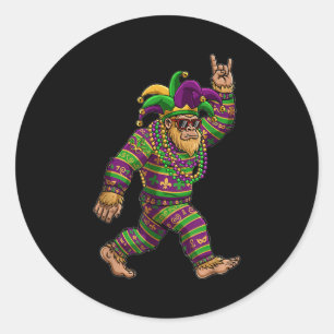 Mardi Gras Bigfoot Sasquatch Carnival New Orleans Classic Round Sticker