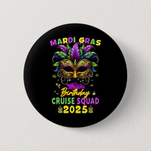 Mardi Gras Birthday Cruise Squad 2025 Family Match 6 Cm Round Badge