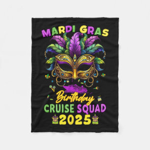 Mardi Gras Birthday Cruise Squad 2025 Family Match Fleece Blanket