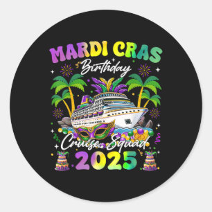 Mardi Gras Birthday Cruise Squad Matching Family V Classic Round Sticker