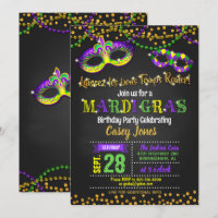 Mardi Gras Birthday Invitation