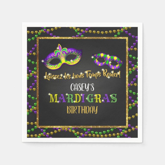 Mardi Gras Birthday Napkin (Front)