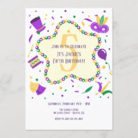 Mardi Gras Birthday Party Invitation