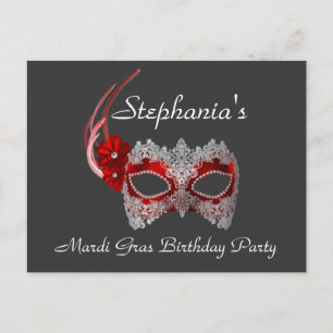 "Mardi Gras Birthday" - Party Invitation Postcard