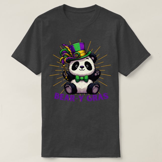 Mardi Gras black and white panda TShirt (Design Front)