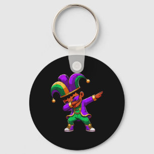 Mardi Gras Black Boys Dabbing Funny Outfit Jester Key Ring