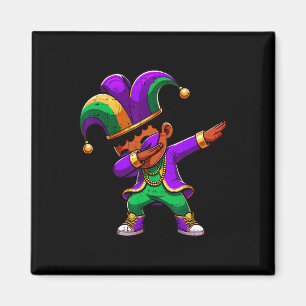 Mardi Gras Black Boys Dabbing Funny Outfit Jester Magnet