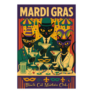 Mardi Gras Black Cat Martini Club Trio Photo Print