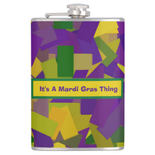 Mardi Gras Blocks Hip Flask