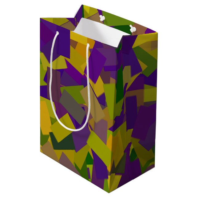 Mardi Gras Blocks Medium Gift Bag (Back Angled)