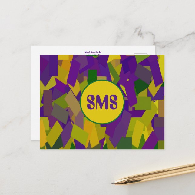 Mardi Gras Blocks Postcard (Front/Back In Situ)