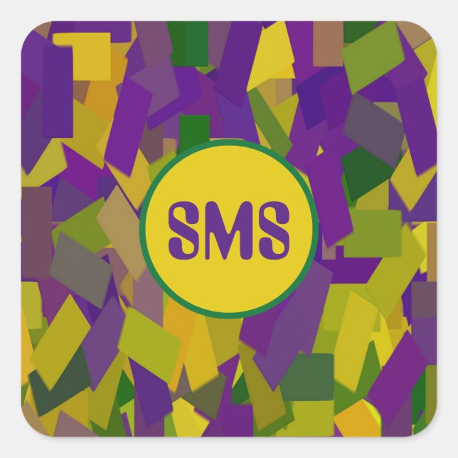 Mardi Gras Blocks Square Sticker (Front)