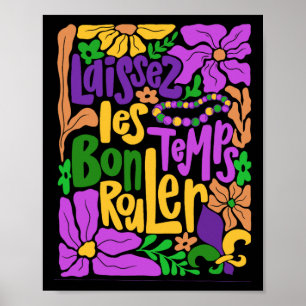 Mardi Gras Boho Laissez Les Bon Temps Rouler Fleur Poster
