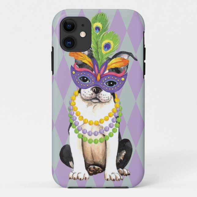 Mardi Gras Boston Terrier Case-Mate iPhone Case (Back)