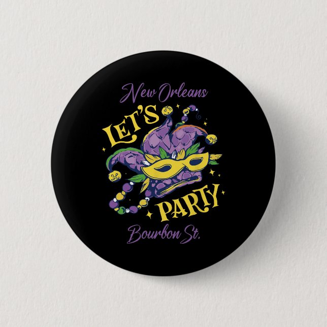 Mardi Gras Bourbon Street New Orleans Souvenir Lou 6 Cm Round Badge (Front)