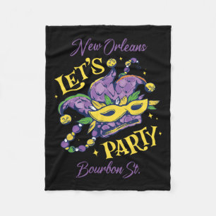 Mardi Gras Bourbon Street New Orleans Souvenir Lou Fleece Blanket
