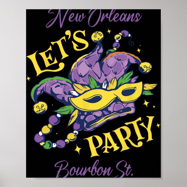 Mardi Gras Bourbon Street New Orleans Souvenir Lou Poster (Front)