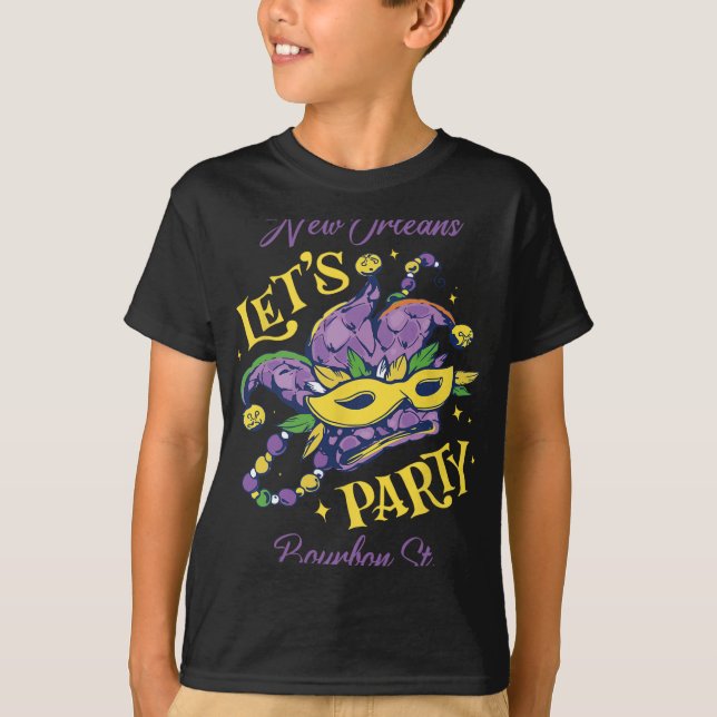 Mardi Gras Bourbon Street New Orleans Souvenir Lou T-Shirt (Front)