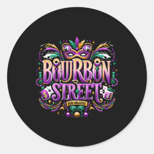 Mardi Gras Bourbon Street Parade Celebration New O Classic Round Sticker