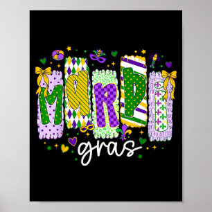 Mardi Gras Bow Coquette Bow Fat Tuesday New Orlean Poster