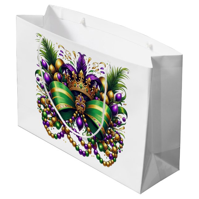 Mardi Gras Bow Large Gift Bag (Back Angled)