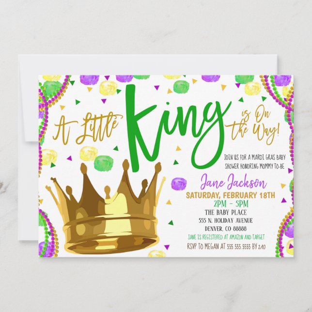 Mardi Gras Boy Baby Shower Invitation (Front)