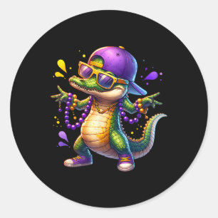 Mardi Gras Boys Men Alligator Mardi Gras Classic Round Sticker