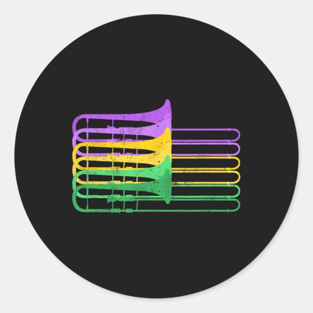 Mardi Gras Br Trombone Marching Orchestra  Classic Round Sticker (Front)