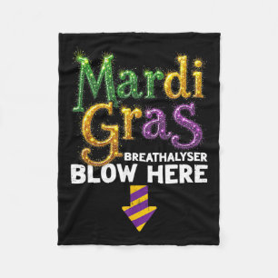 Mardi Gras Breathalyser Blow Here Funny Adult Men Fleece Blanket