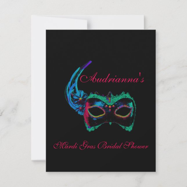 "Mardi Gras Bridal Shower"-Multiple Neon Colours[a Invitation (Front)