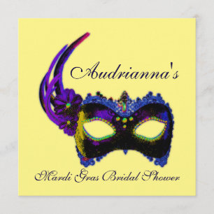 "Mardi Gras Bridal Shower"-Multiple Neon Colours[b Invitation