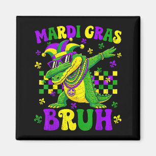 Mardi Gras Bruh Dabbing Alligator Fleur De Lis Men Magnet