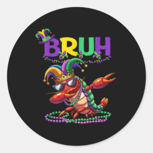 Mardi Gras Bruh Dabbing Crawfish Carnival Teens Bo Classic Round Sticker
