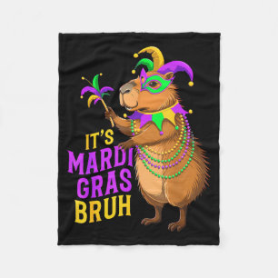 Mardi Gras Bruh Funny Capybara Festival Fleece Blanket
