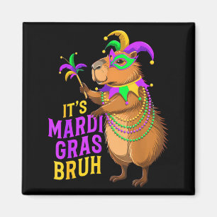 Mardi Gras Bruh Funny Capybara Festival Magnet