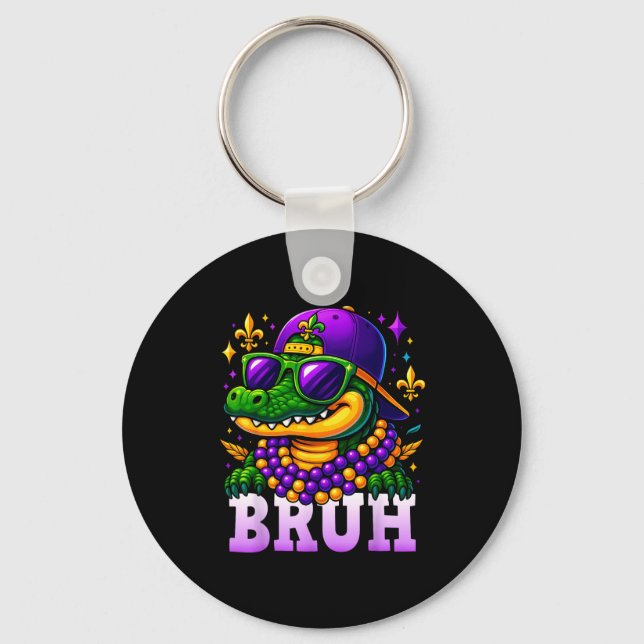 Mardi Gras Bruh Mardigator Alligator Costume Teens Key Ring (Front)