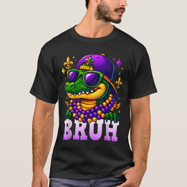 Mardi Gras Bruh Mardigator Alligator Costume Teens T-Shirt (Front)