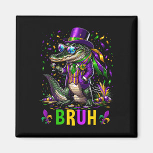 Mardi Gras Bruh Marigator Alligator Mardi Gras Cos Magnet