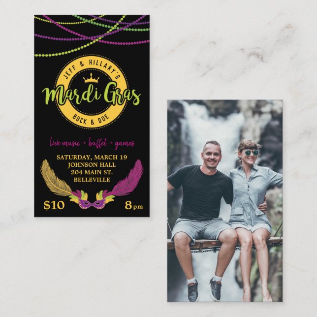 Mardi Gras Buck and Doe Jack and Jill Tickets (Front/Back)