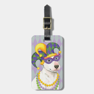 Mardi Gras Bull Terrier Luggage Tag