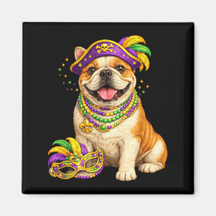 Mardi Gras Bulldog Costume Fun Party Vibes For Dog Magnet