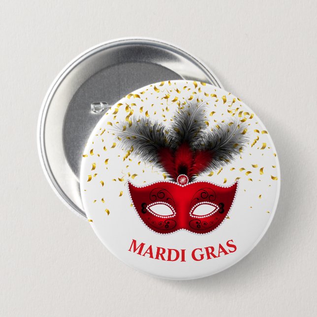 Mardi Gras Button Pin (Front & Back)