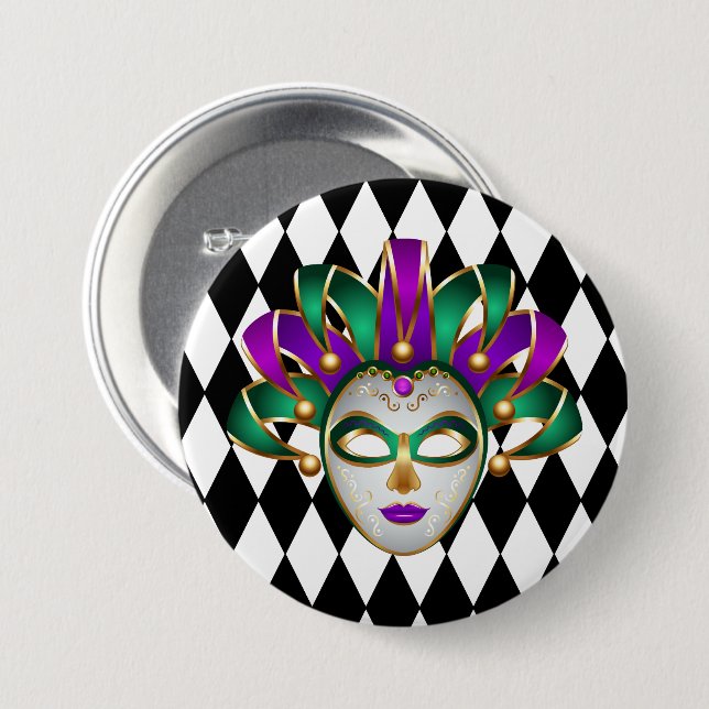 Mardi Gras Button Pin (Front & Back)