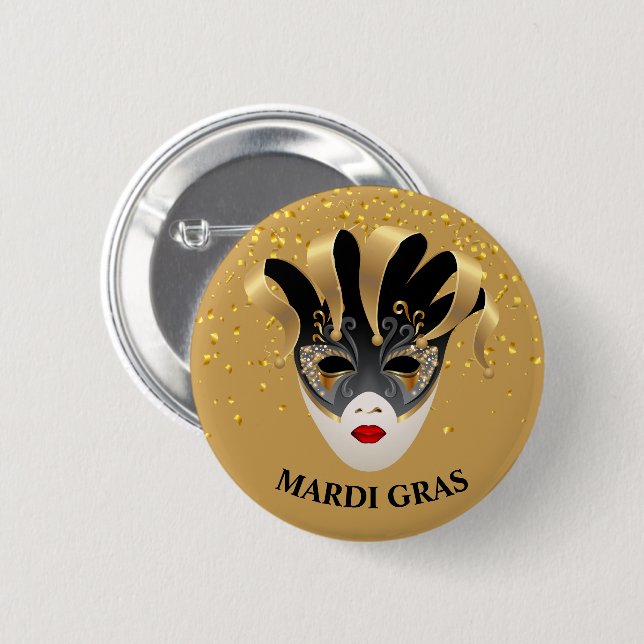 Mardi Gras Button Pin (Front & Back)