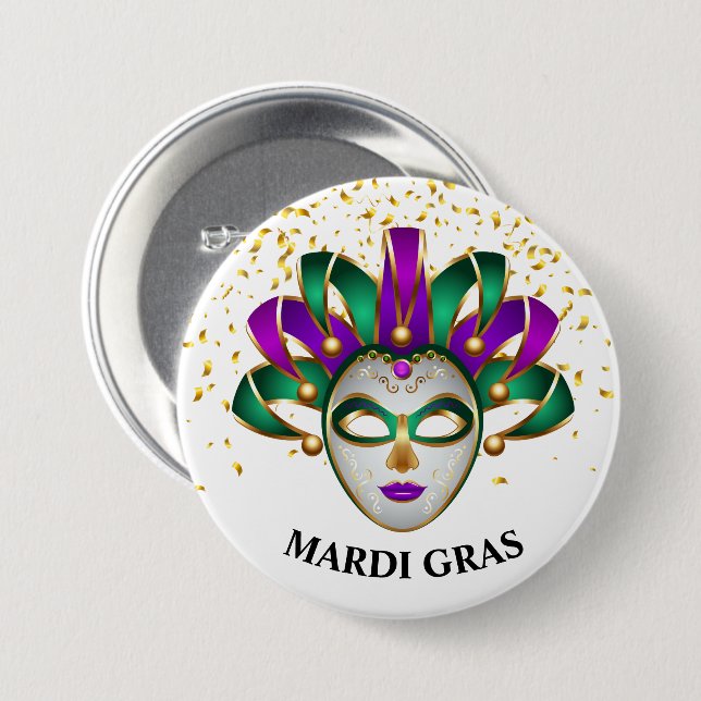 Mardi Gras Button Pin (Front & Back)