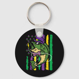 Mardi Gras Byb Fish Us Flag Patriot Fisherman Men Key Ring
